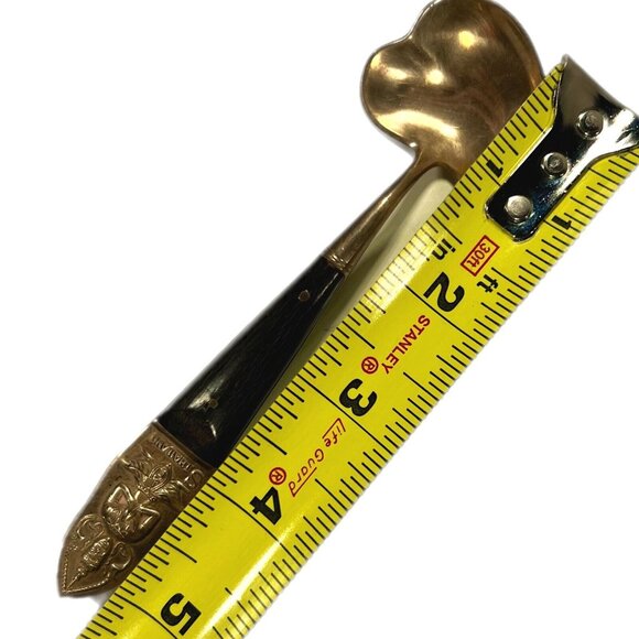 VTG LOT of 3 THAILAND SIAM Brass Wood Handle Small Serving pieces oyster spoon - Picture 7 of 7